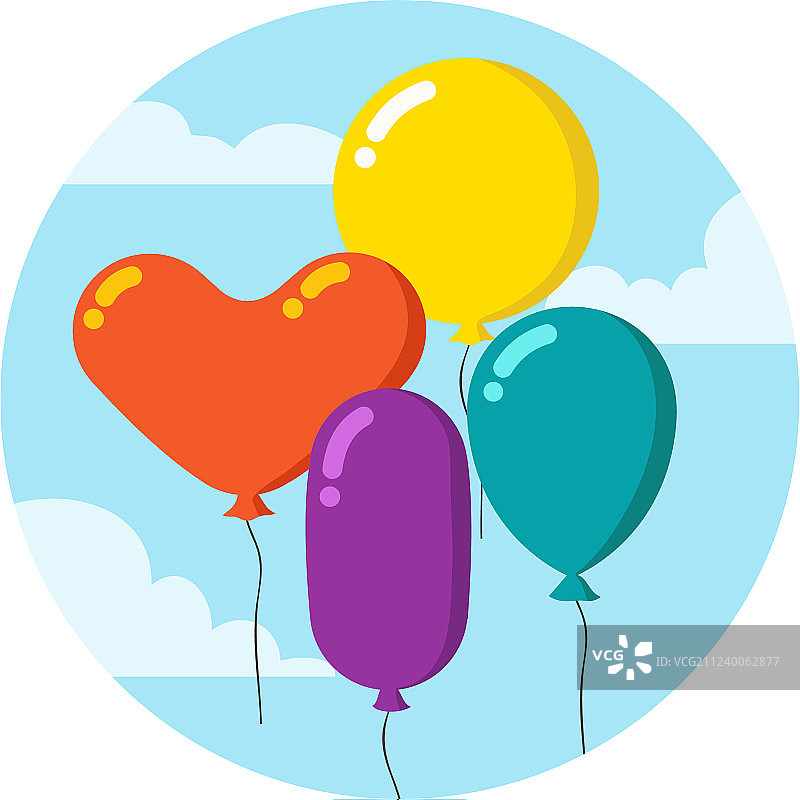 彩色卡通气球生日快乐图片素材