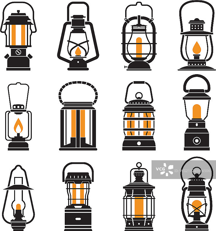 复古露营灯笼标签图片素材