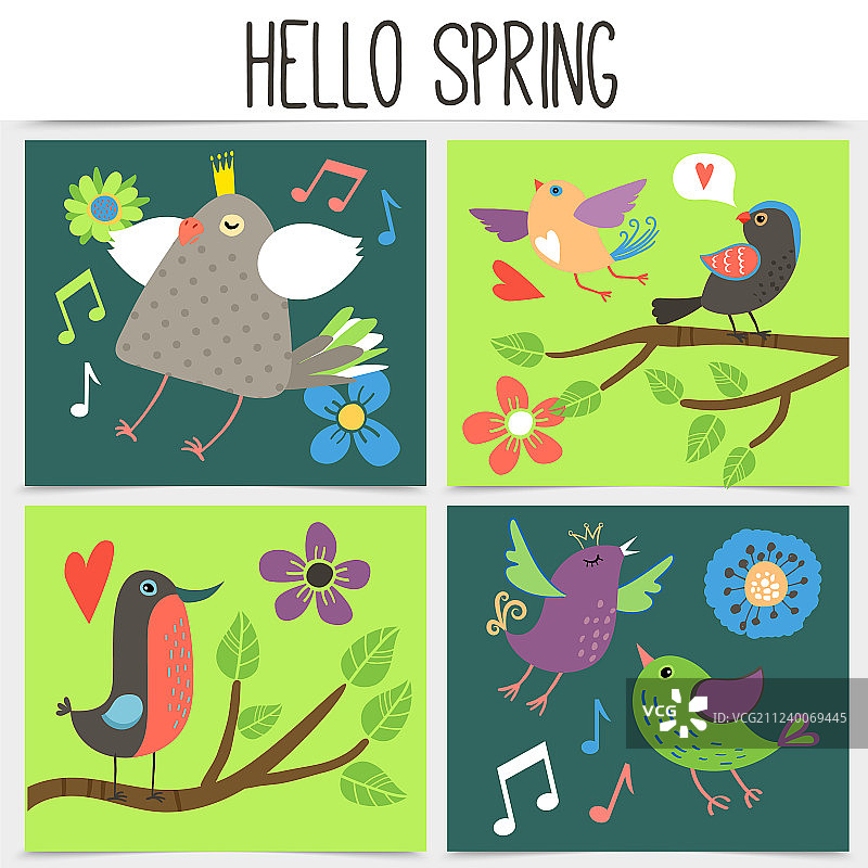 扁平风春季方形概念图图片素材