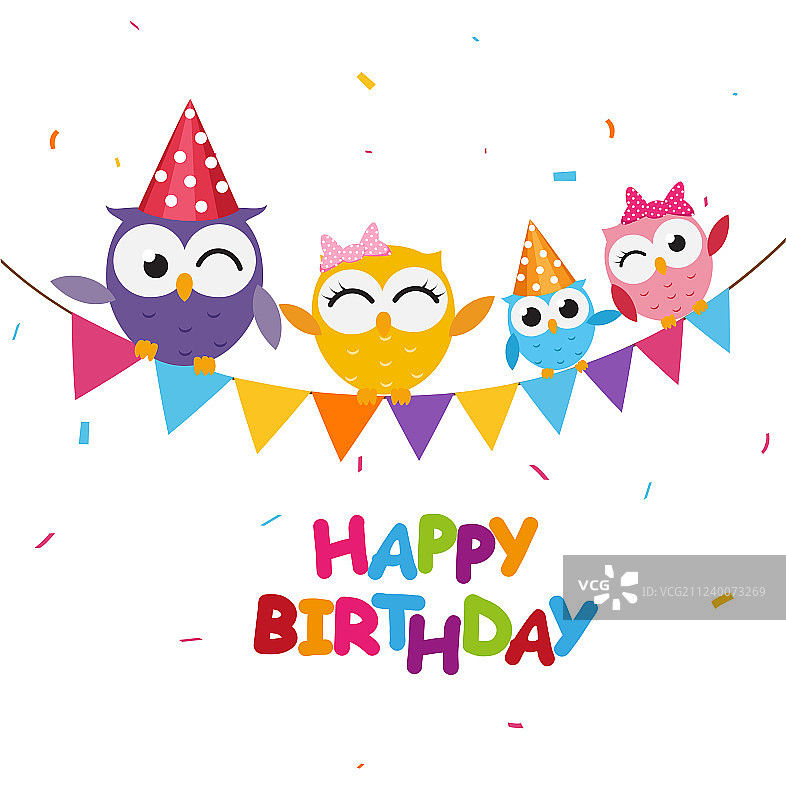 生日庆祝，可爱猫头鹰图片素材