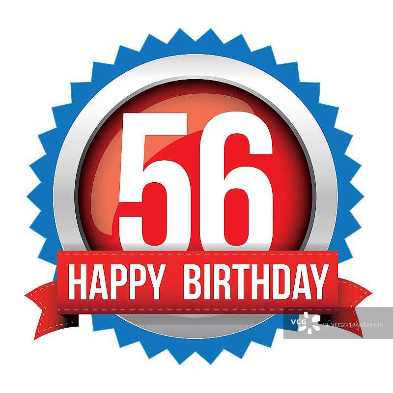五十六周年生日快乐徽章缎带图片素材