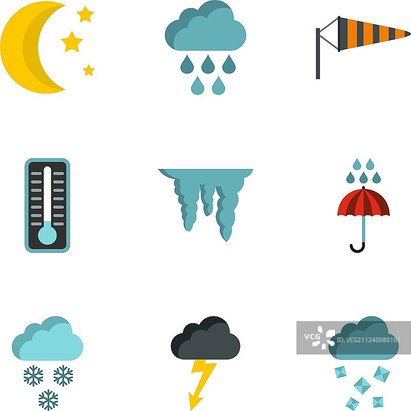 户外天气扁平图标图片素材