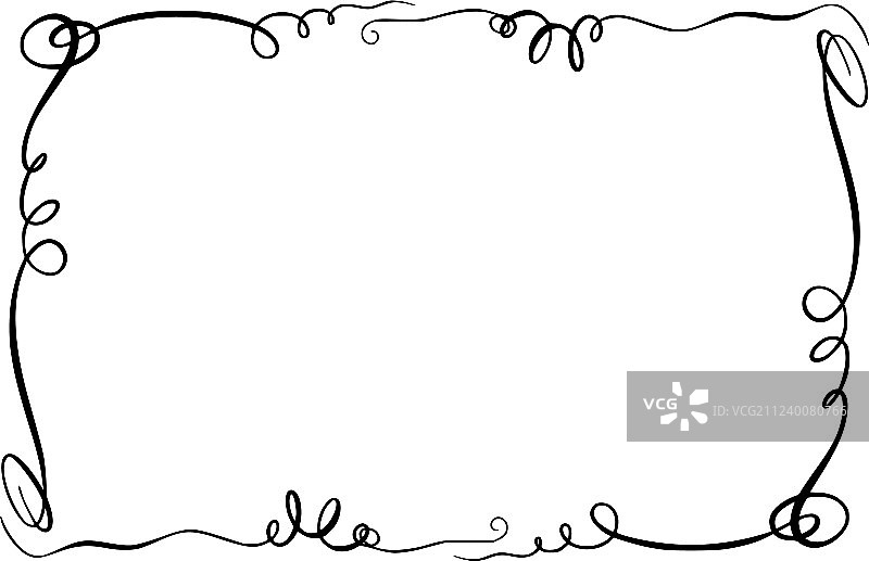 带有曲线的花纹矩形框架图片素材