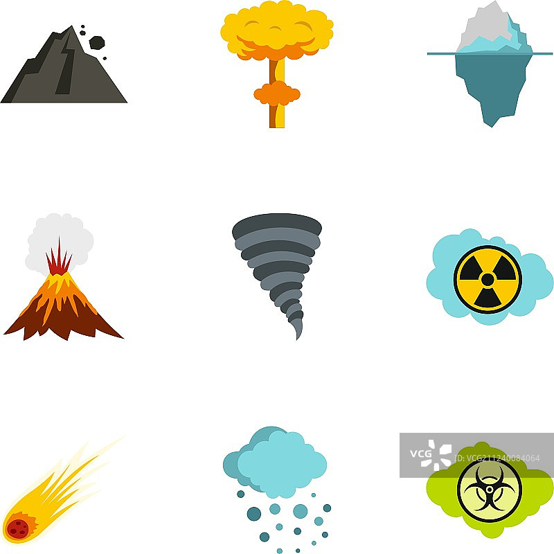 自然灾害图标扁平风格图片素材