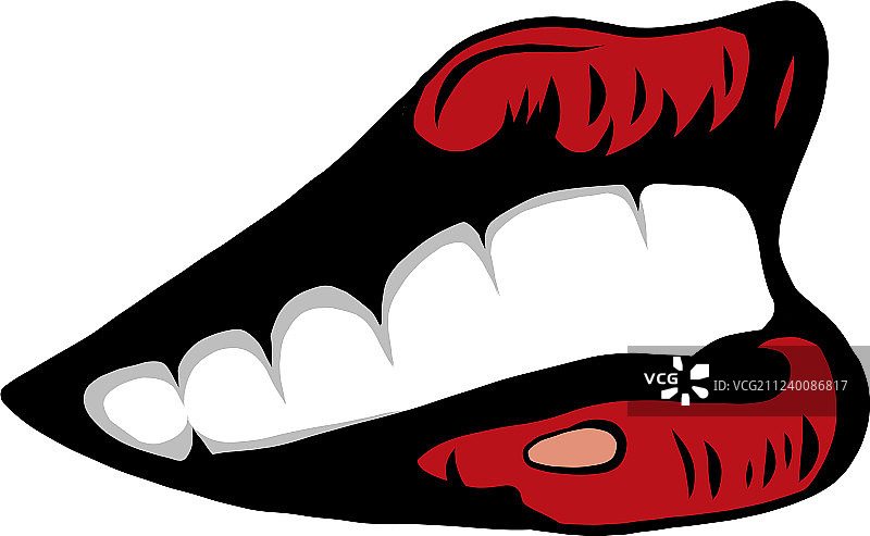 张开嘴巴，露出性感红唇和舌头的女人图片素材