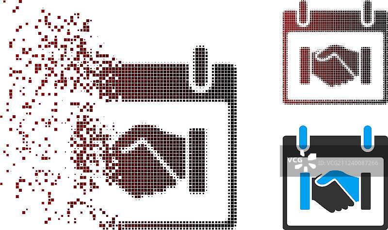 像素半色调握手日历图片素材