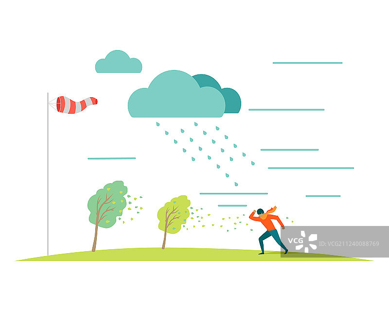 扁平化设计的恶劣天气概念图片素材