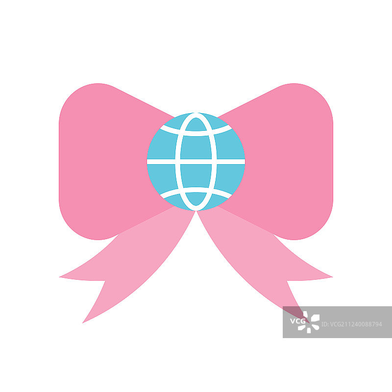 领结地球图标扁平设计图片素材