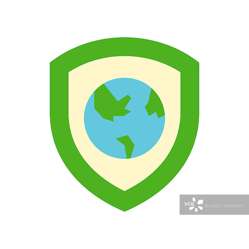 盾牌和地球图标扁平设计图片素材