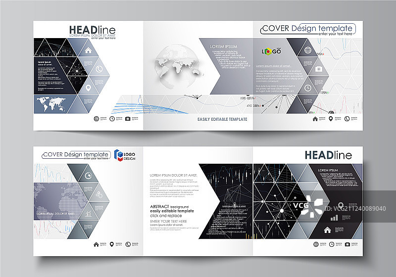 三折方形设计商务模板图片素材