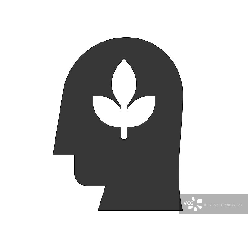 人的头部和树枝叶子，保护自然概念图片素材