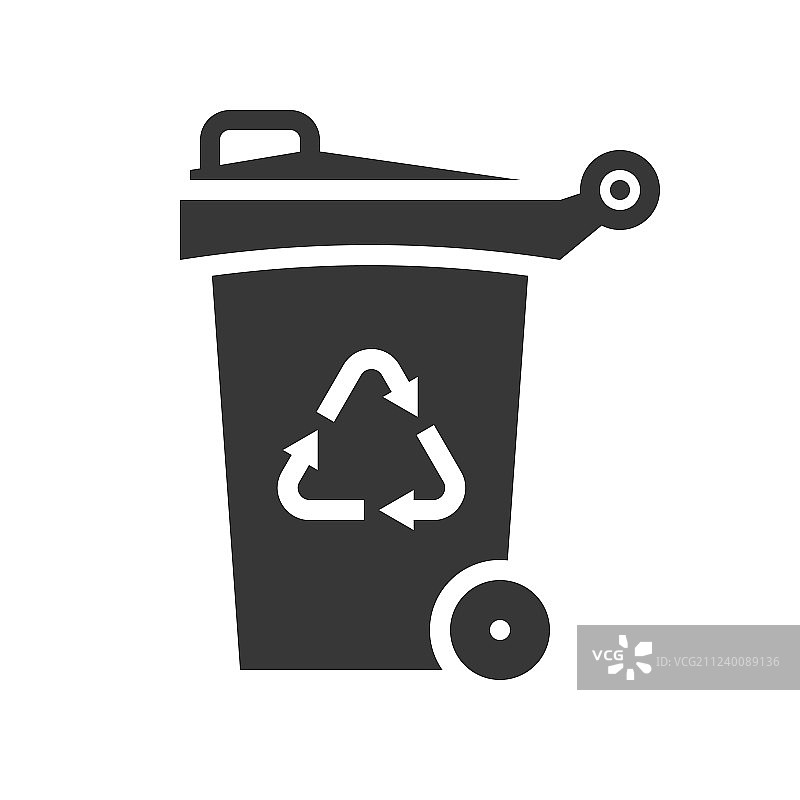 垃圾桶和回收标志图标图片素材