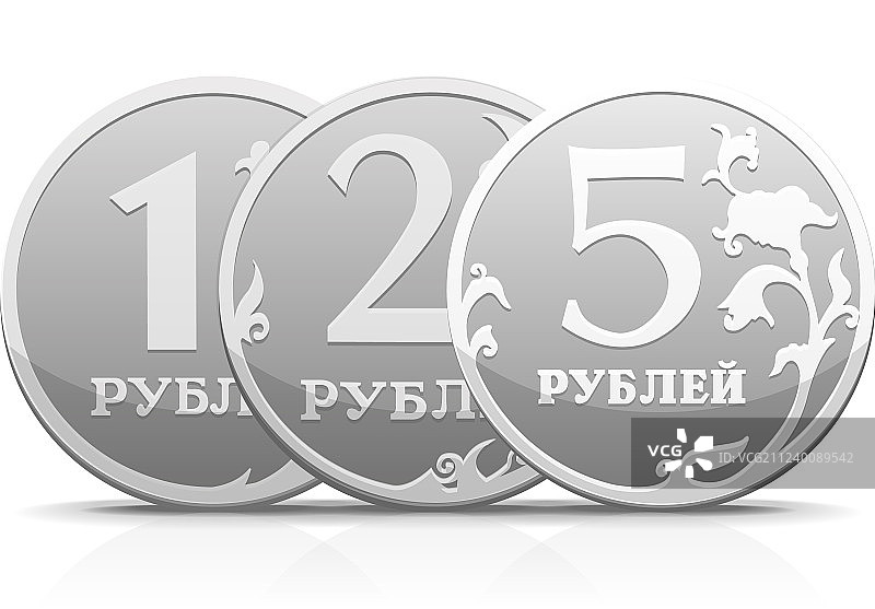 金属俄罗斯卢布硬币图片素材