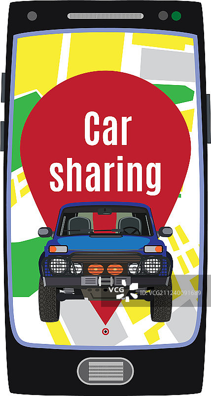 汽车共享服务概念扁平风格图片素材