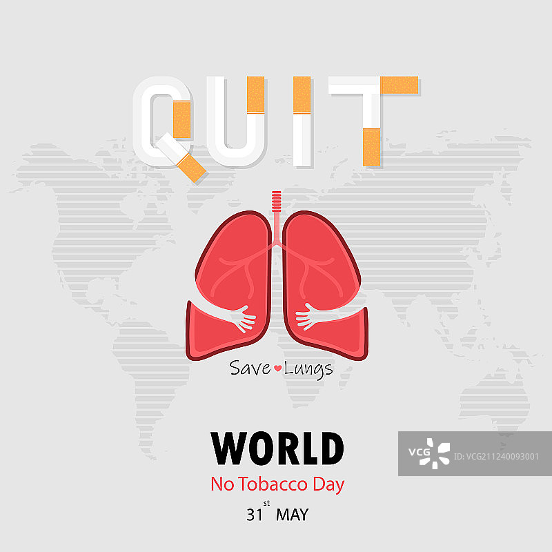 肺部可爱卡通人物和戒烟宣传图片素材