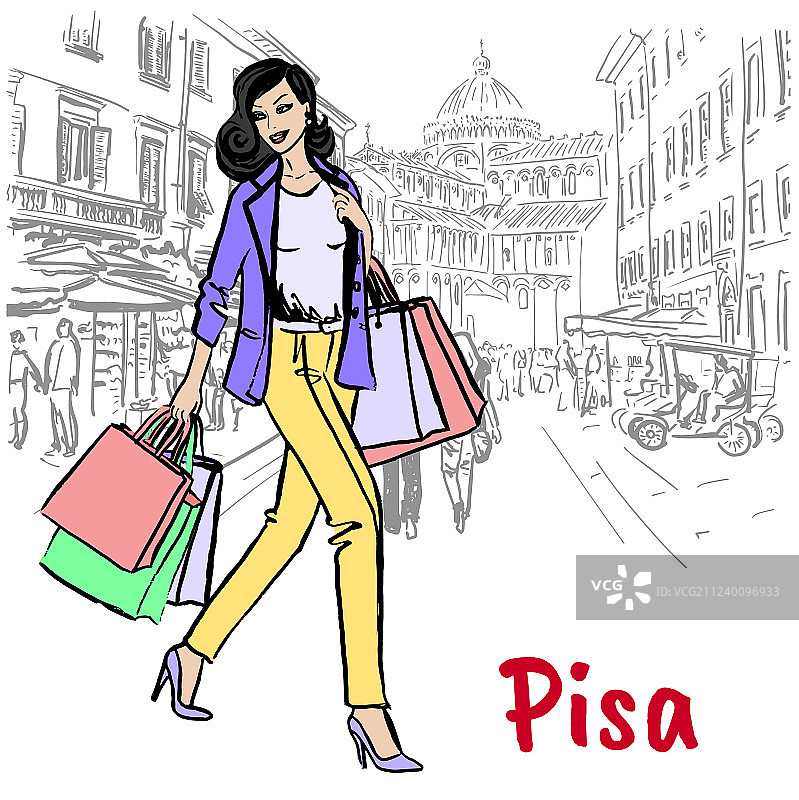 在比萨的女人图片素材