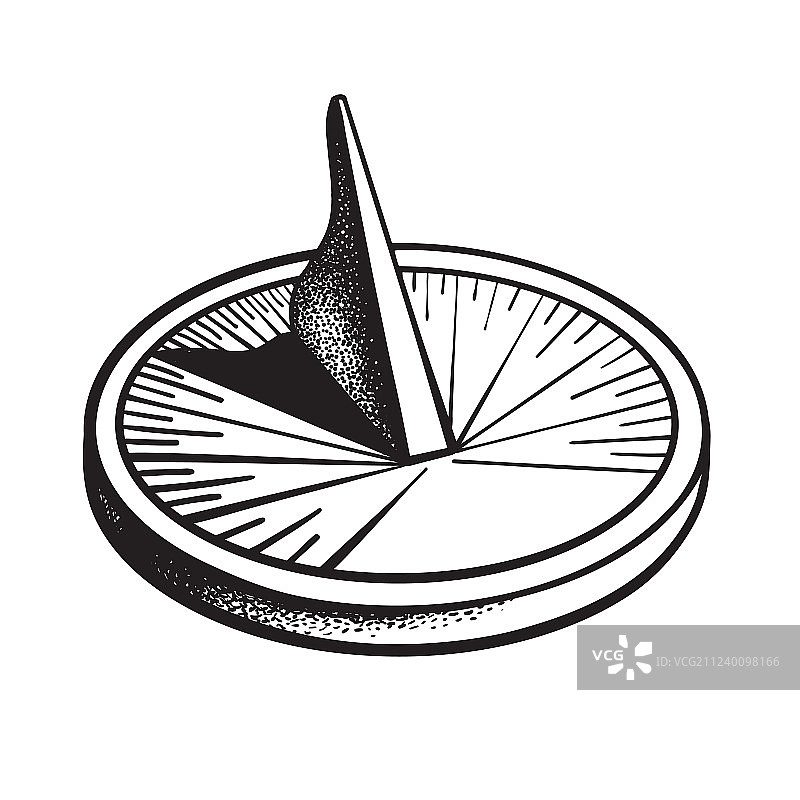 日晷黑白手绘图片素材