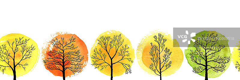 秋季树木无缝图案图片素材