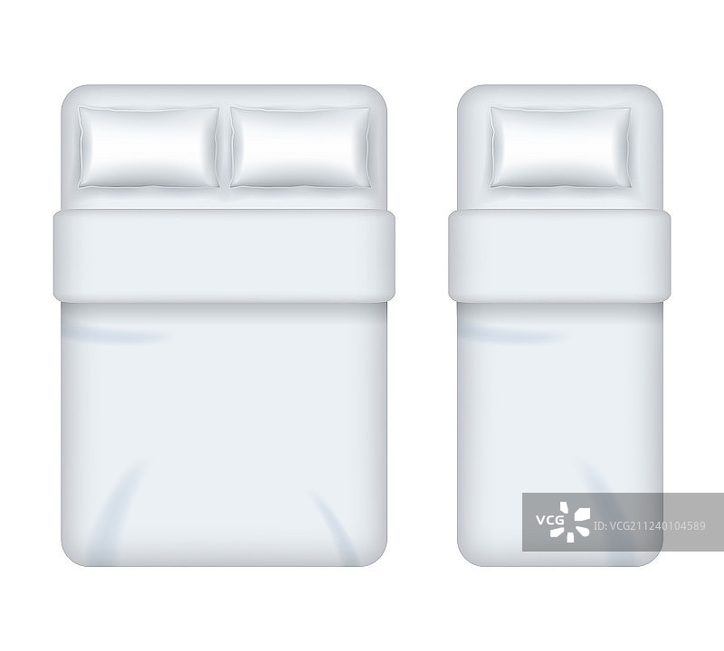 逼真细致的3D白色空白床上用品模板图片素材