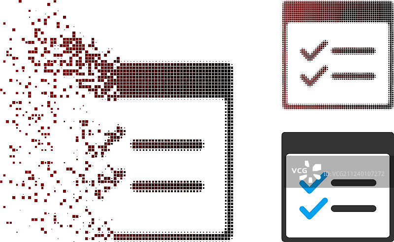 损坏的像素半色调完成事项日历页图片素材