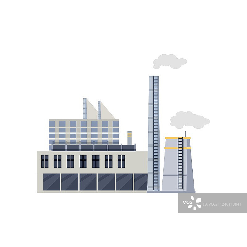 白色背景上的独立工厂建筑图片素材