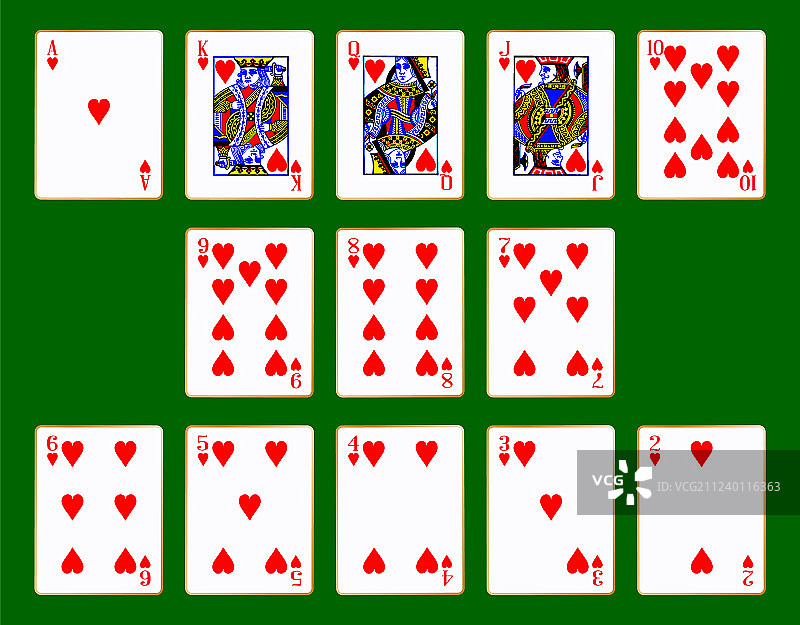 红桃花色纸牌图片素材