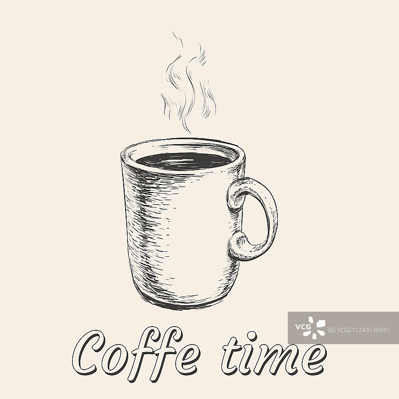 手绘咖啡杯草图图片素材