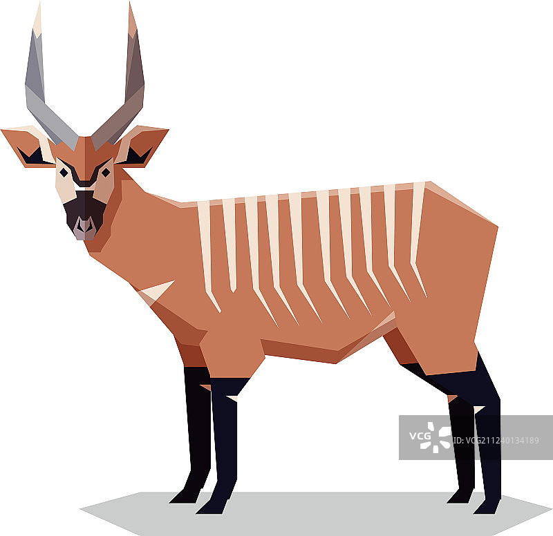 扁平几何风格邦戈羚羊图片素材
