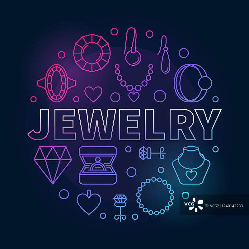 彩色圆形创意珠宝轮廓图片素材