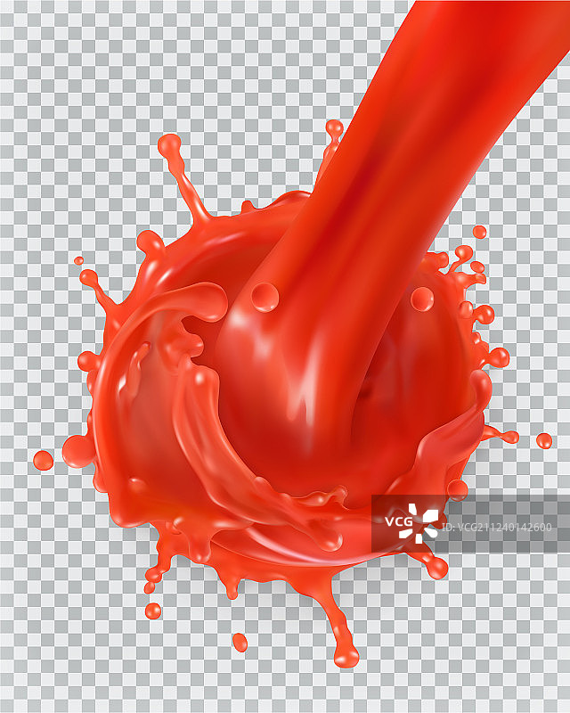 红色油漆飞溅，番茄草莓，3D写实图片素材