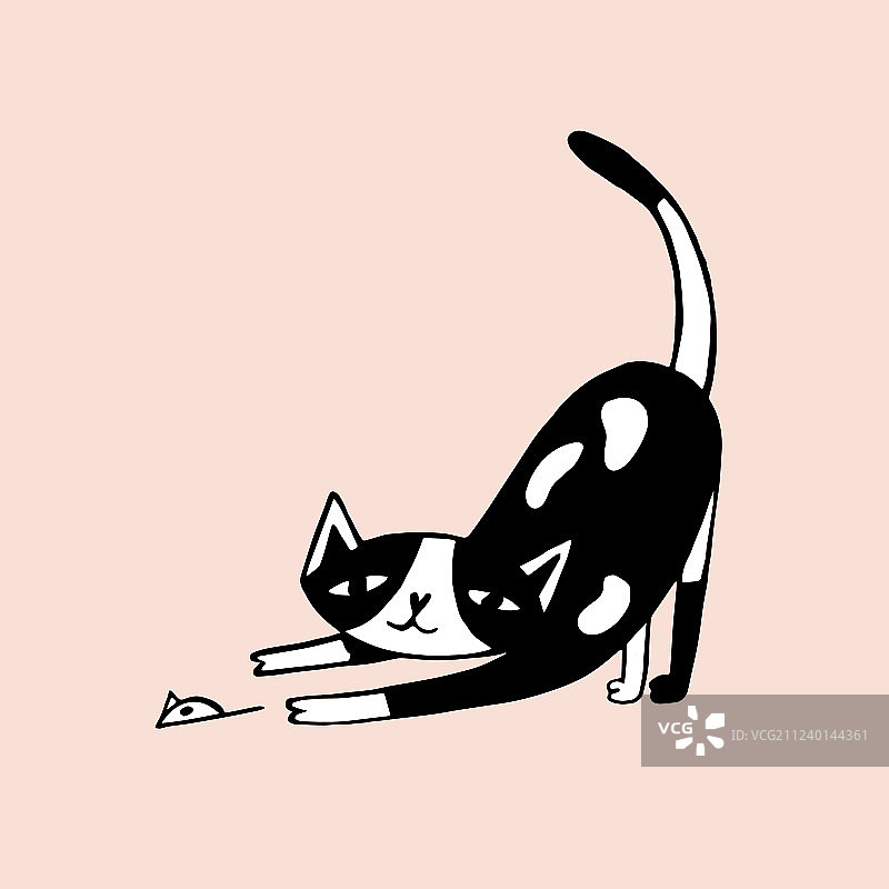 猫捉老鼠趣味素描图片素材