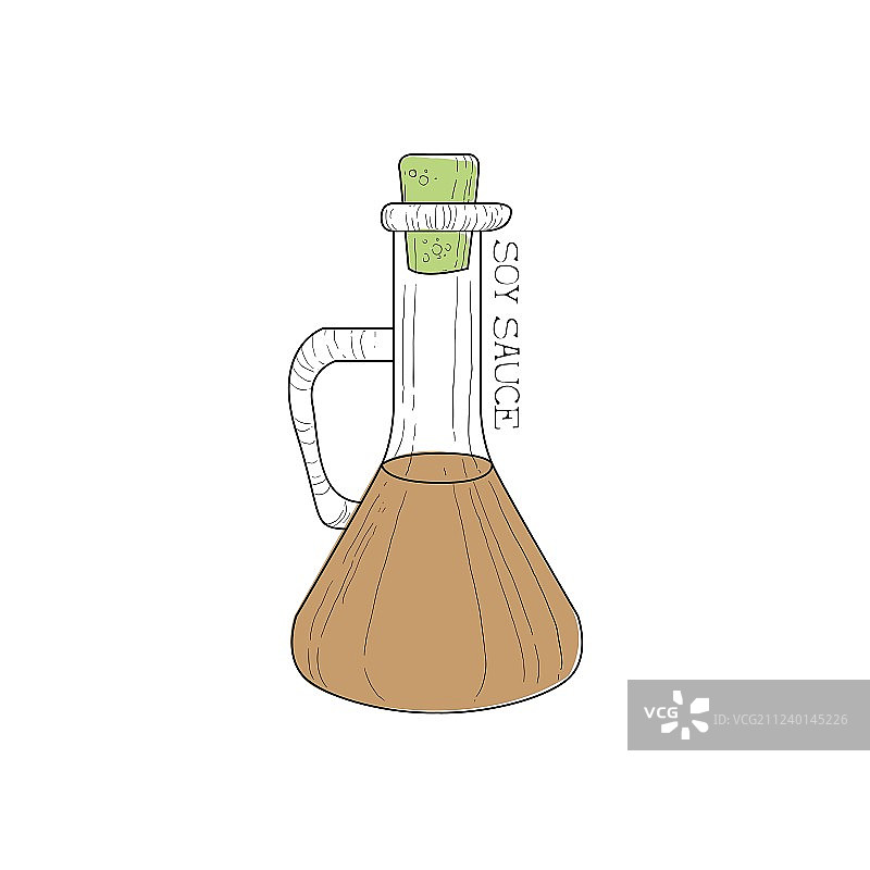 带软木塞的封闭酱油瓶（中式）图片素材