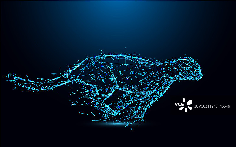 抽象猎豹奔跑线条和三角形图片素材