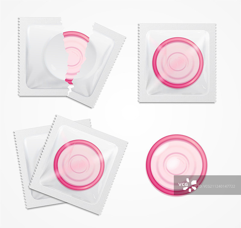 逼真细腻的3D避孕套包装套装图片素材