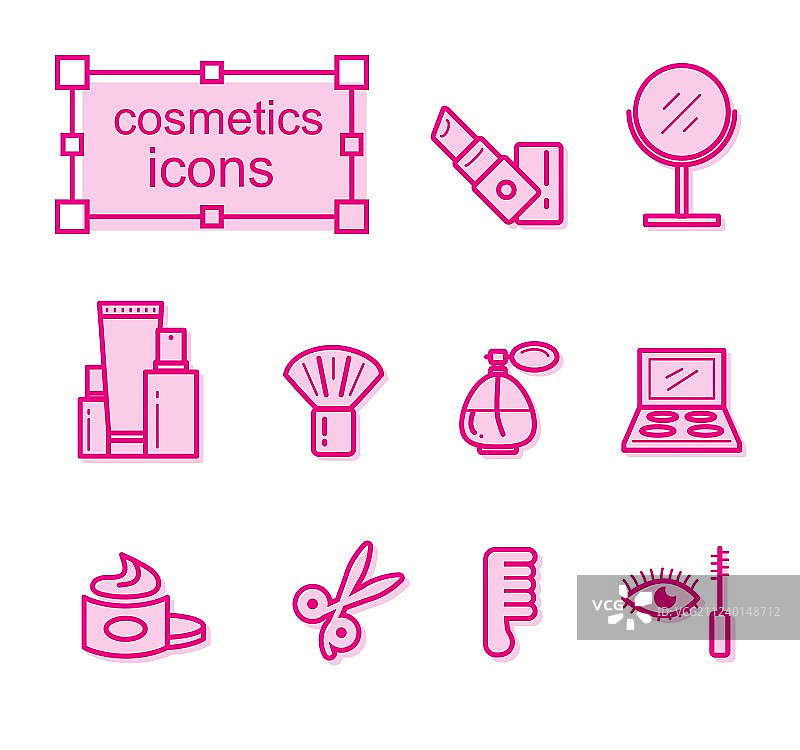 化妆品细线图标合集图片素材