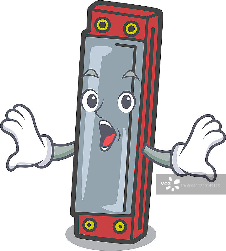 惊讶的口琴吉祥物卡通风格图片素材