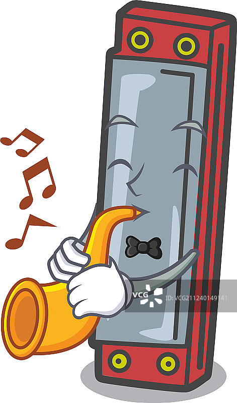 带喇叭的卡通口琴吉祥物图片素材