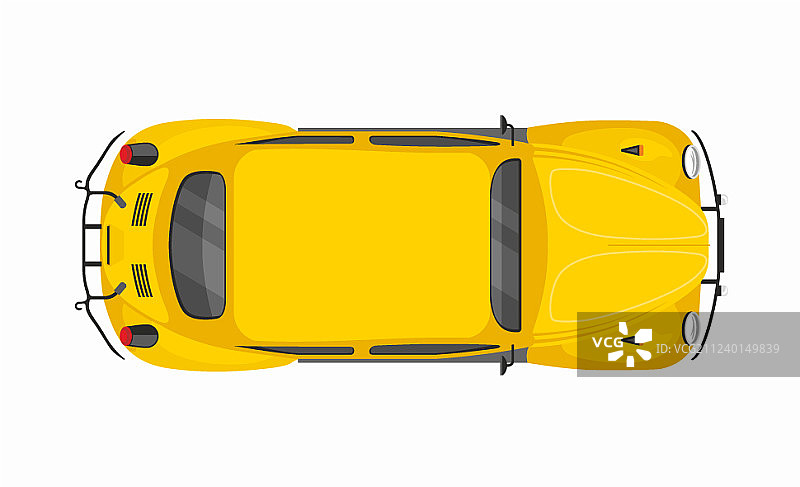 黄色复古汽车顶视图图片素材