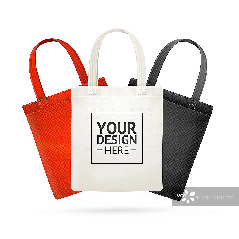 逼真细致的3D手提袋颜色套装图片素材