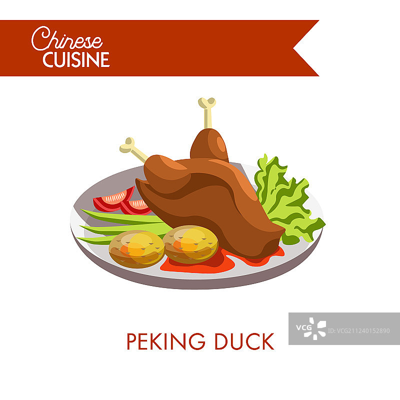 北京烤鸭配土豆番茄和蔬菜图片素材