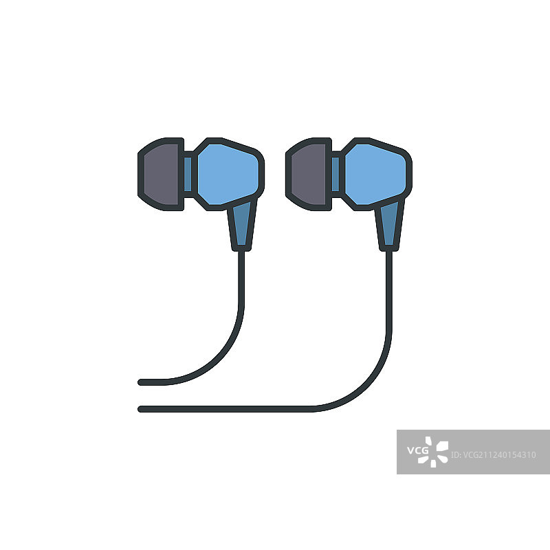 蓝色入耳式有线耳机图标图片素材