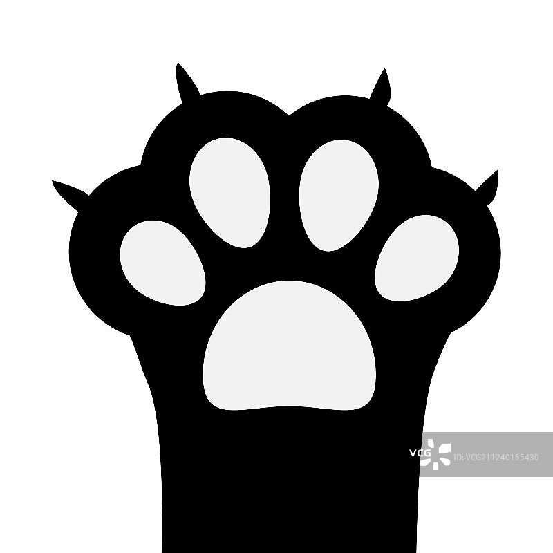 带指甲和爪子的大黑猫爪印图片素材