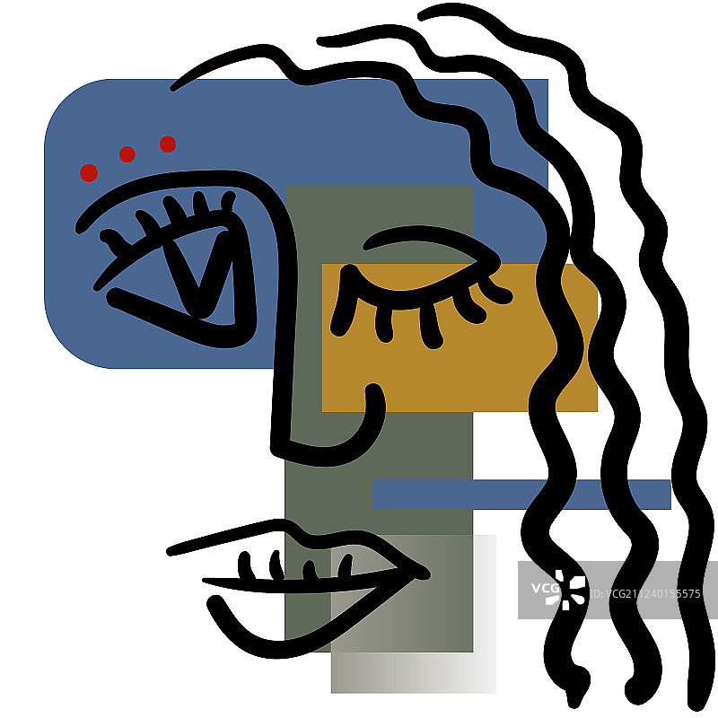 手绘立体主义风格女孩面孔图片素材