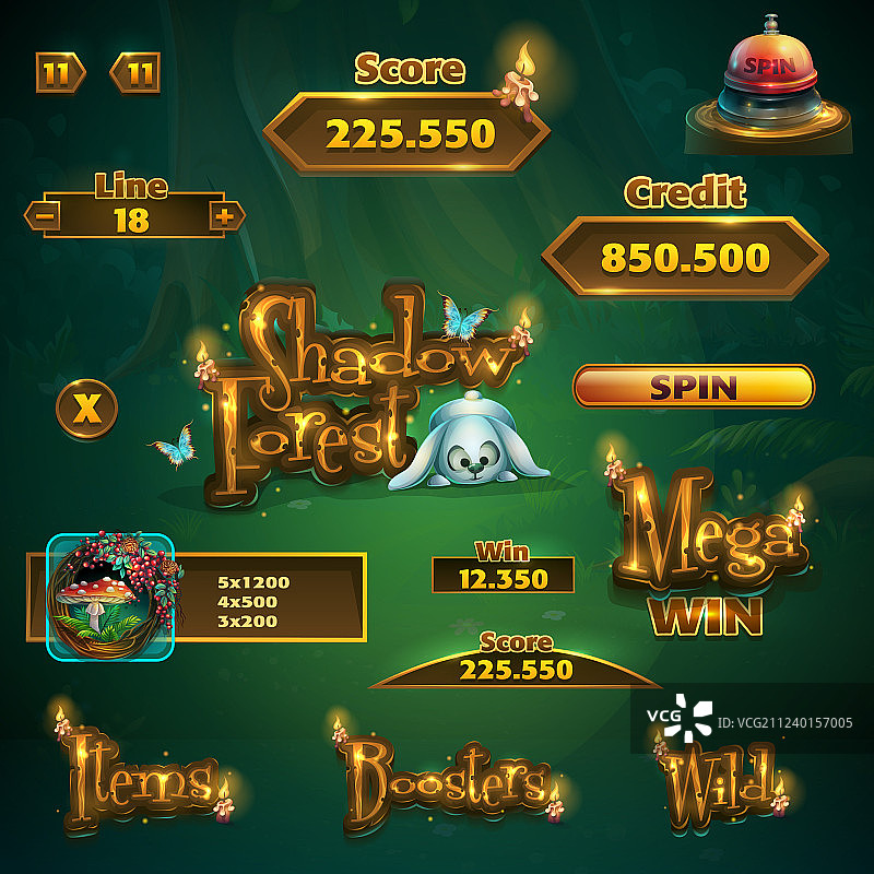 阴影森林GUI的酒吧按钮标题图片素材