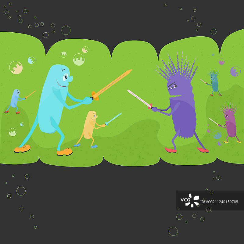 好细菌与坏细菌之间的战斗图片素材