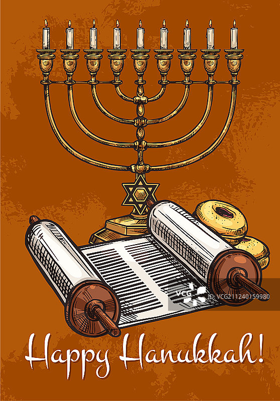 快乐光明节问候卡草图图片素材