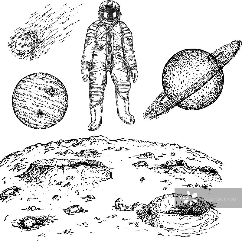 手绘太空图标图片素材