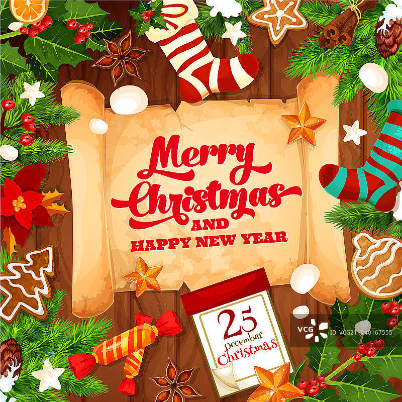 圣诞节纸卷贺卡祝福图片素材