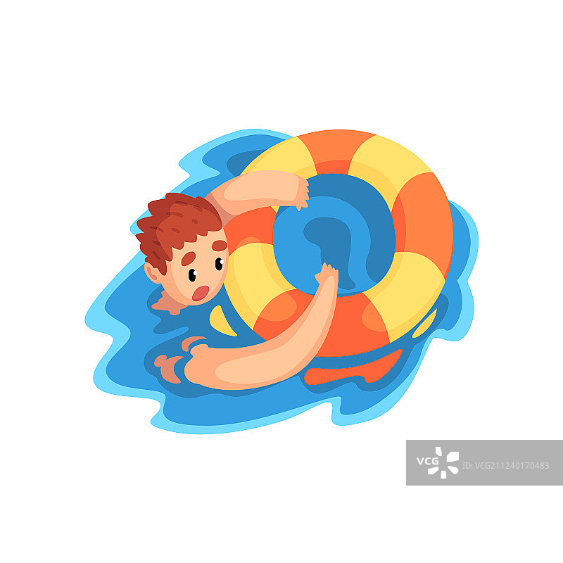 戴着救生圈的溺水男子图片素材