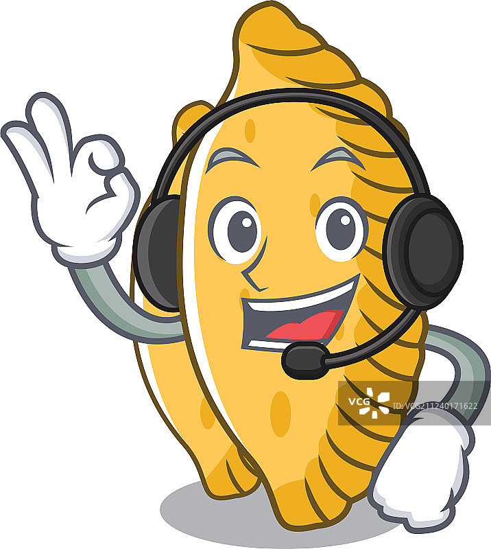 戴耳机的粉彩吉祥物卡通风格图片素材